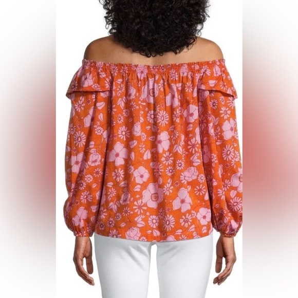Free People Miss Daisy floral printed smock blouse in pink Floral Orange Size/M - Picture 2 of 10